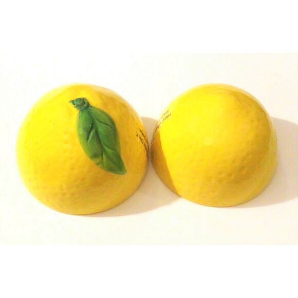 Lemon Salt & Pepper Shakers 4” Figural Citrus Fruit Shaped Willow Street Designs - Picture 4 of 6